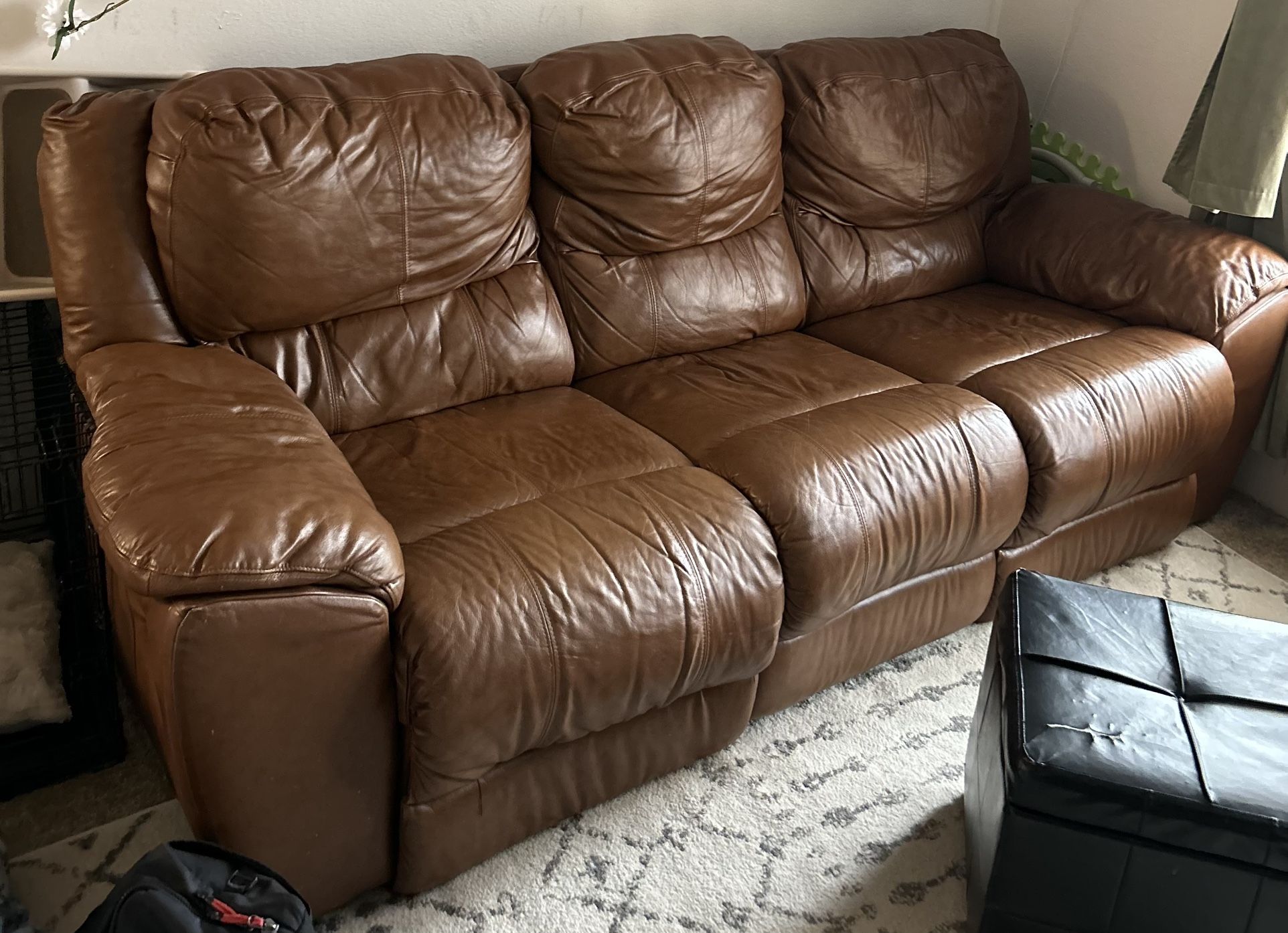 Benson Leather Recliner Couch
