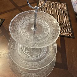 Royalty Art 3-Tiered Serving Stand (Glass) Beautiful, Elegant Dishware Serve Snacks, Appetizers, Cakes, Candies
