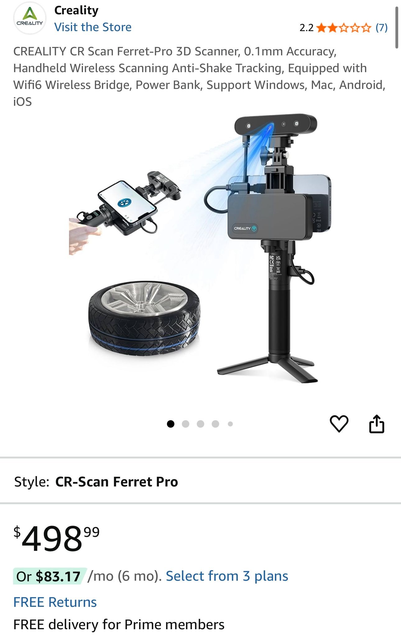 Creality CR-Scan Ferret Pro 3D Scanner / Wi