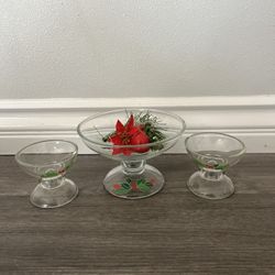 Christmas Glass Candle Holders 