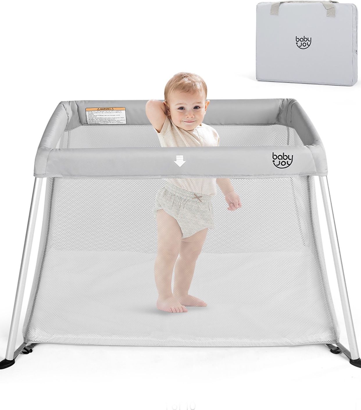 Portable Baby Playpen Playard Lightweight w/ Travel Bag For Newborn Toddler Gray