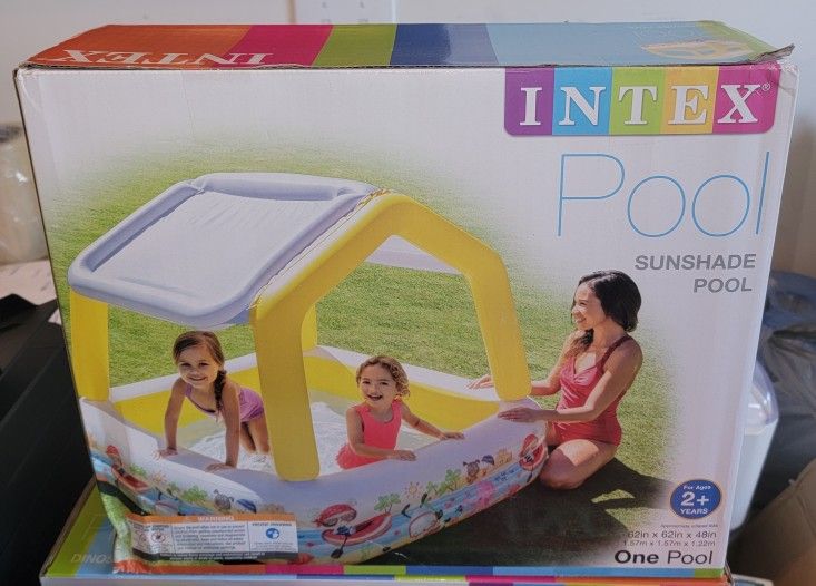 Intex Inflatable Ocean Scene Sun Shade Kids Swimming Pool with Canopy