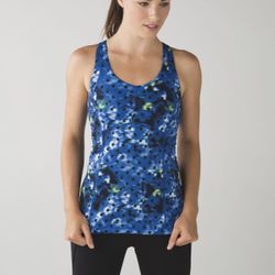 LULULEMON Kanto Catch Me Windy Blooms Saphire Blue Polka Dot Tank Top