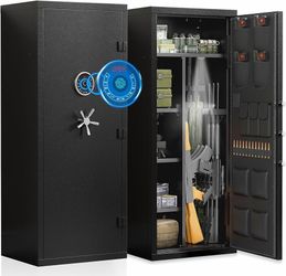 15-20 Gun Safe, Large Fingerprint Gun Safe for Rifles and Pistols, Unassembled Gun Cabinet with Adjustable Shelf & Gun Rack, Gun Safes for Home and Sh