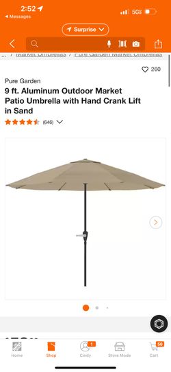 Pure Garden 9 ft. Aluminum Outdoor Market Patio Umbrella with Hand Crank Lift in San