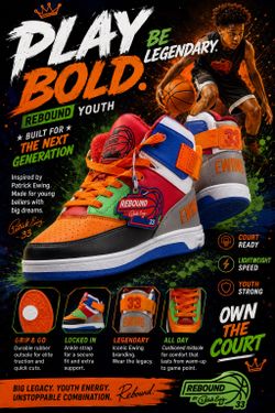 Rebound By Patrick Ewing Size 4.5 Youth Basketball Shoes