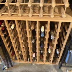 54 Bottles Wooden Free Standing Wine Rack