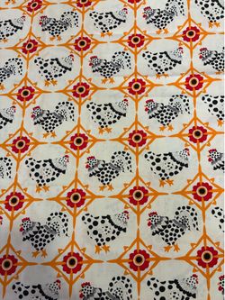 Fowl play chicken tiles in ivory 100%  cotton 1 yard