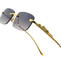 Sunglasses Rectangular Black Lens Casual Aviator Style Driving Shades Hip Hop Street Wear Uv400 Protection 