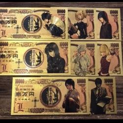 Gold foil Death note banknote set anime collectible