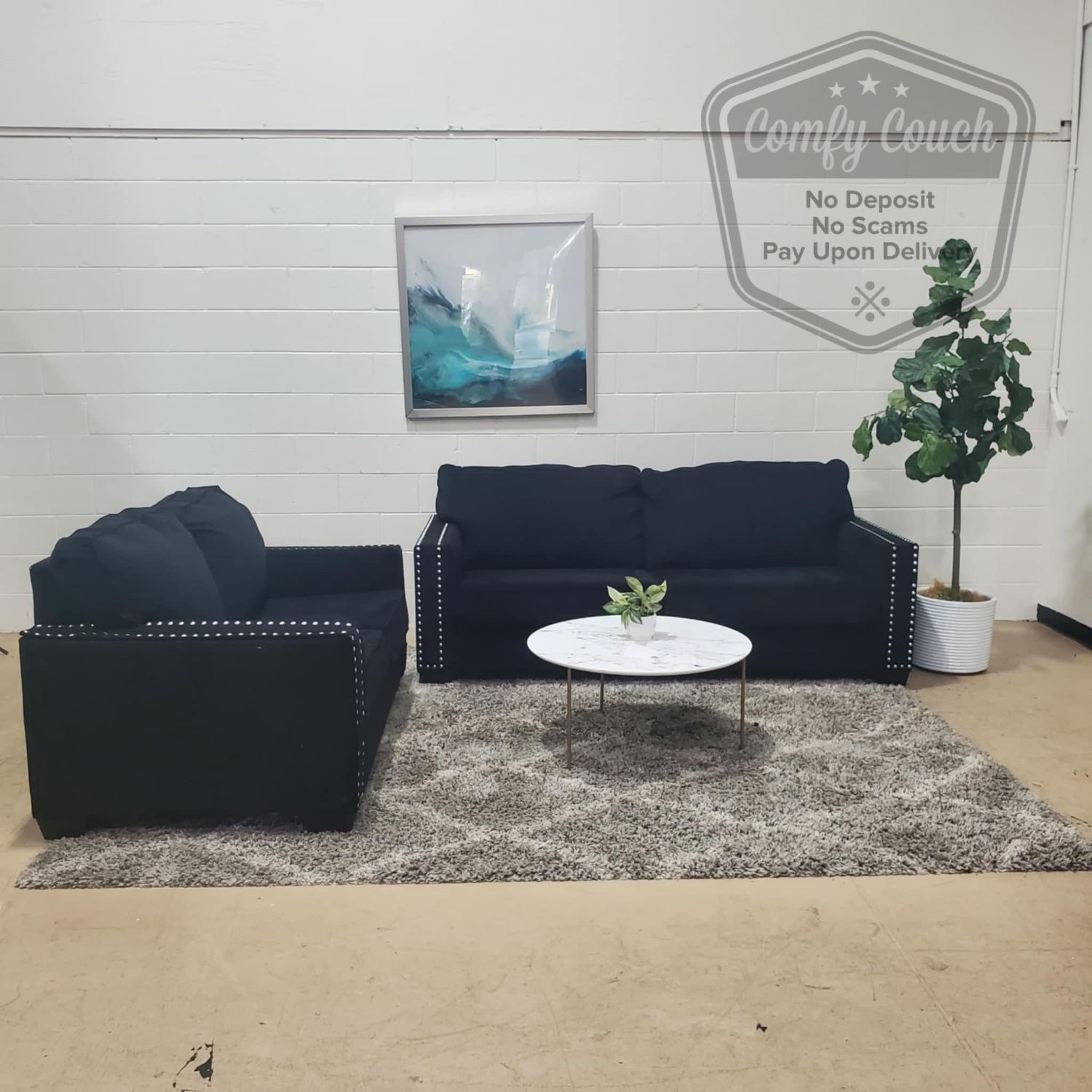 🛋️ Black Sofa & Loveseat Set (Delivery Available!! )