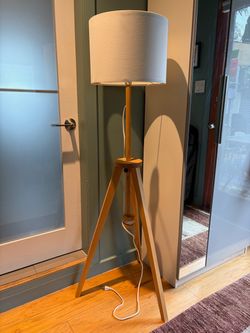 IKEA LAUTERS Tripod Floor Lamp – Ash Wood with White Shade