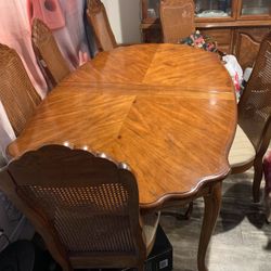 1970’s Solid Wood Dining Table And Chairs 