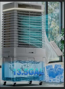 Uthfy 4000CFM Swamp Cooler for Large Room, 41” Evaporative Air Cooler with 13.5Gal Detachable Water Tank, 12H Timer, Ambient Light, 120° Oscillation, 