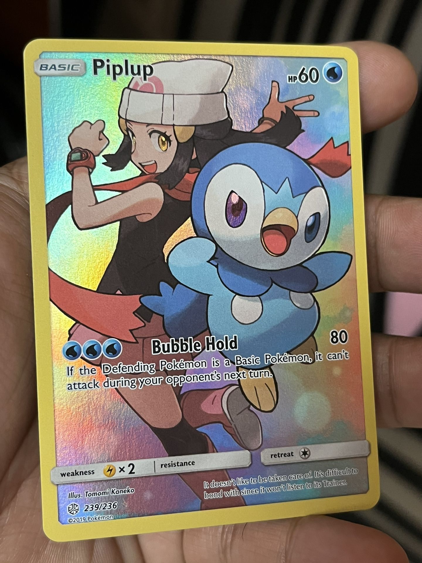 Pokemon TCG Piplup 239/236 Cosmic Eclipse Full Art Secret Rare holo dawn NM 2019