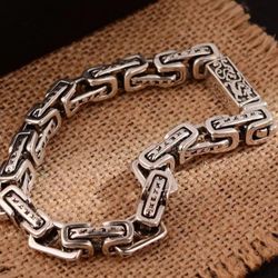 925 Silver Women's Men's Unisex Chain Chunky Bracelet Gift
