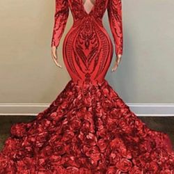 Brand New Large (12-14) Beautiful Red Mermaid Prom, Wedding, Formal Wear Dress.