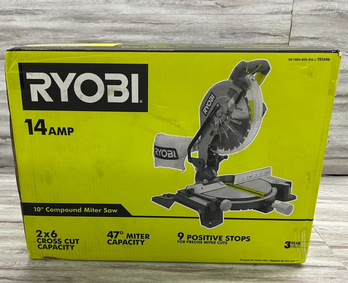 RYOBI TS1346 14 Amp Corded 10" Compound Miter Saw with LED Cutline Indicator (PO1020946)