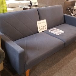 Brand New Navy Blue Or Black Linen Sofa Futon
