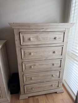 White distressed dresser