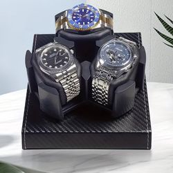 3 Slot Automatic Watch Winder Carbon Fiber Style Quiet Motor