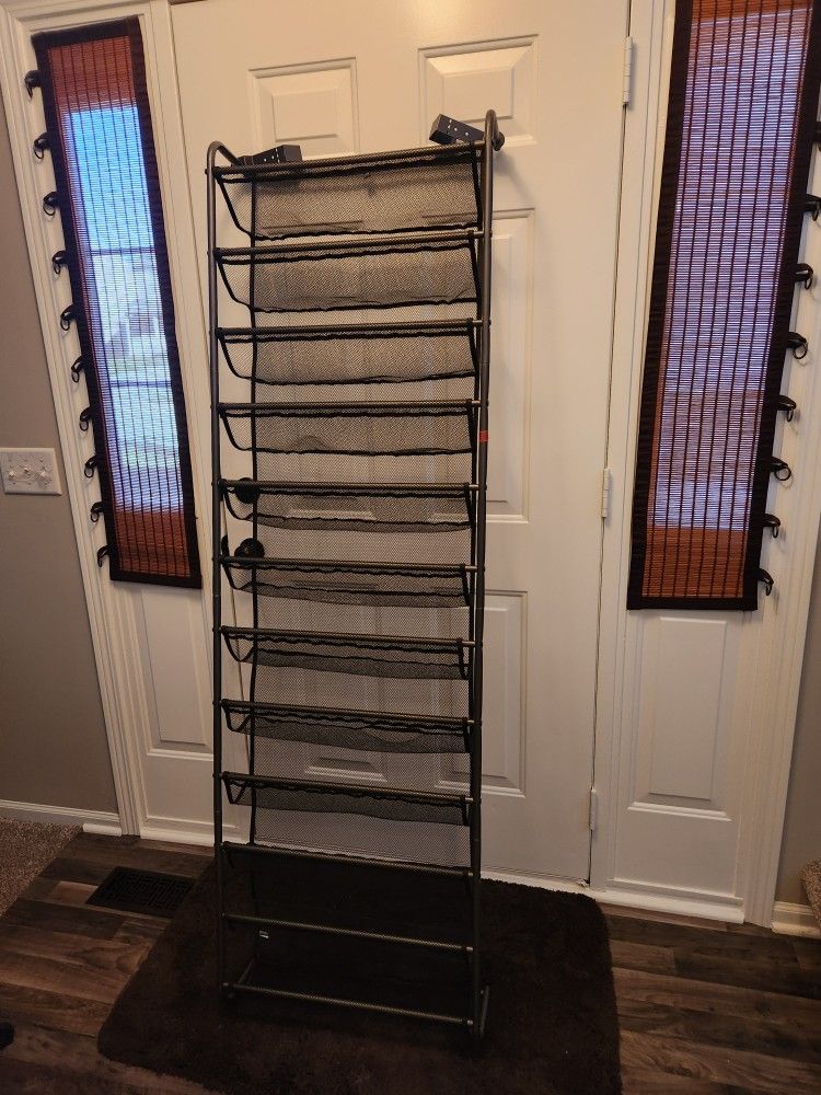 Metal & Mesh Over the Door Shoe Rack