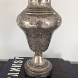 Vintage Antique Silver Metal Pitcher Urn Vase Pewter Vessel 