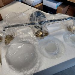 Deyidn 22" Black gold bathroom vanity light fixture with opal glass globes