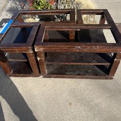 Wood Coffee Table With Glass 