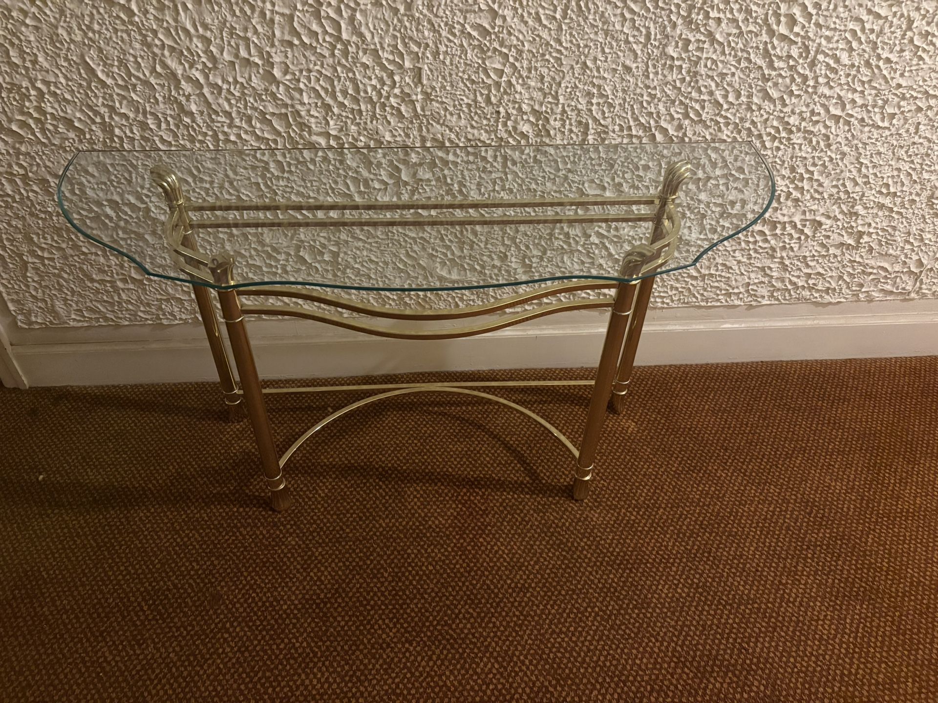 mcm glass and brass side table 