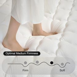 Full Size Mattress 12 inch Hybrid Mattress in a Box with Memory Foam and Pocket Springs Medium Firm Upgrade Edge Support for Comfort Sleep & Pressure 