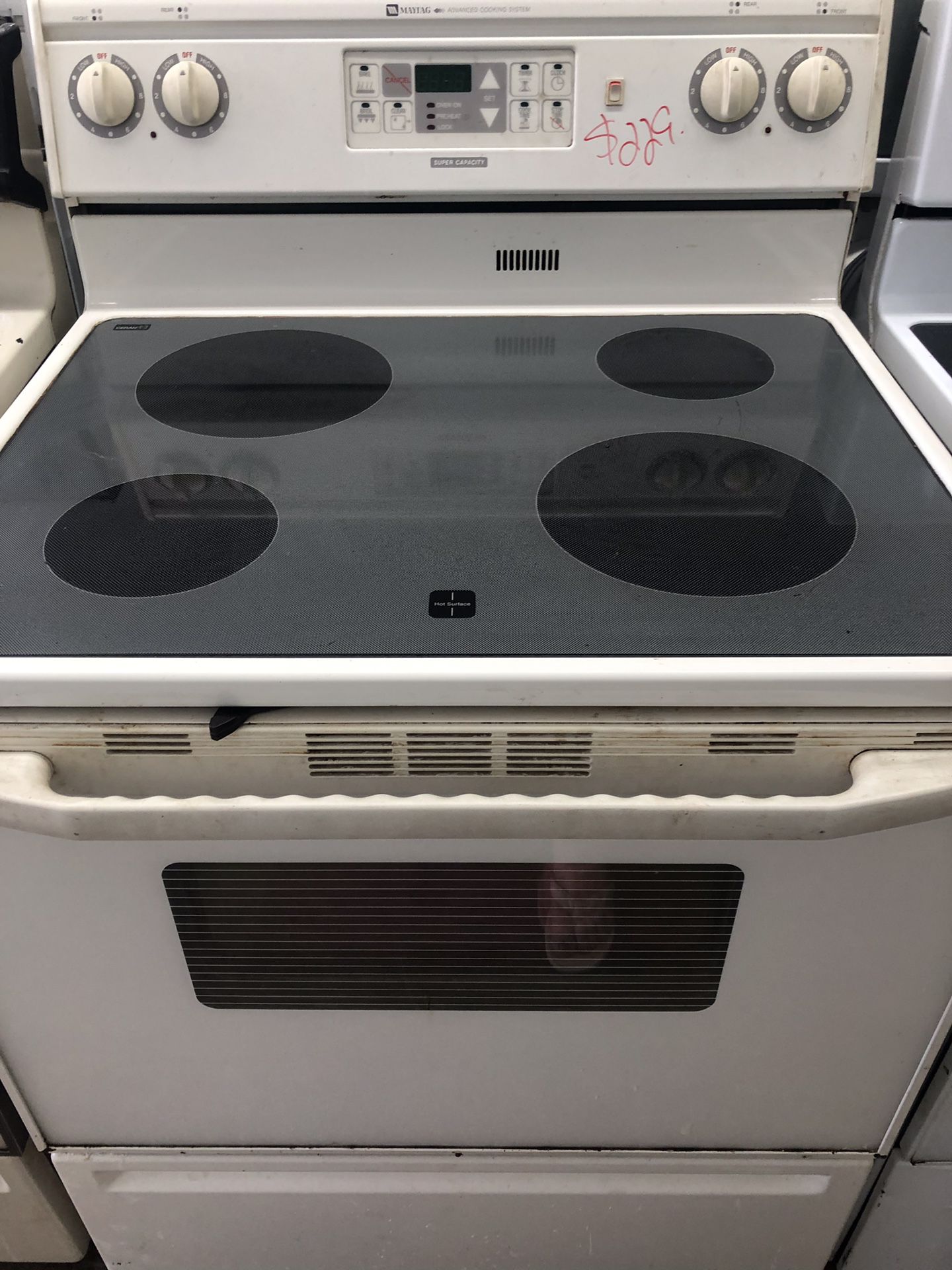*Price Reduced* Maytag Bisque Glass Top Electric Stove Range! Guaranteed 30 Days! Delivery Available! Beautiful Maytag Bisque/Off White Electric St