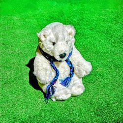 Vintage 1985 Retro Polar Teddy Bear w/Scarf 11" Stuffed Toy Plush Animal GUC