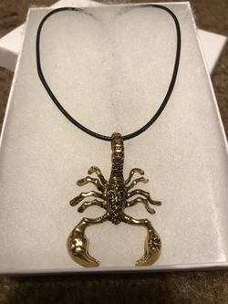 Men’s or woman leather chains scorpion gold plated necklace