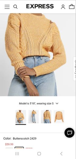 Cable Knit Crew Neck Cutout Sweater By Express Women's Size Large BRAND NEW WITH TAGS PAID $70.00 on Sale