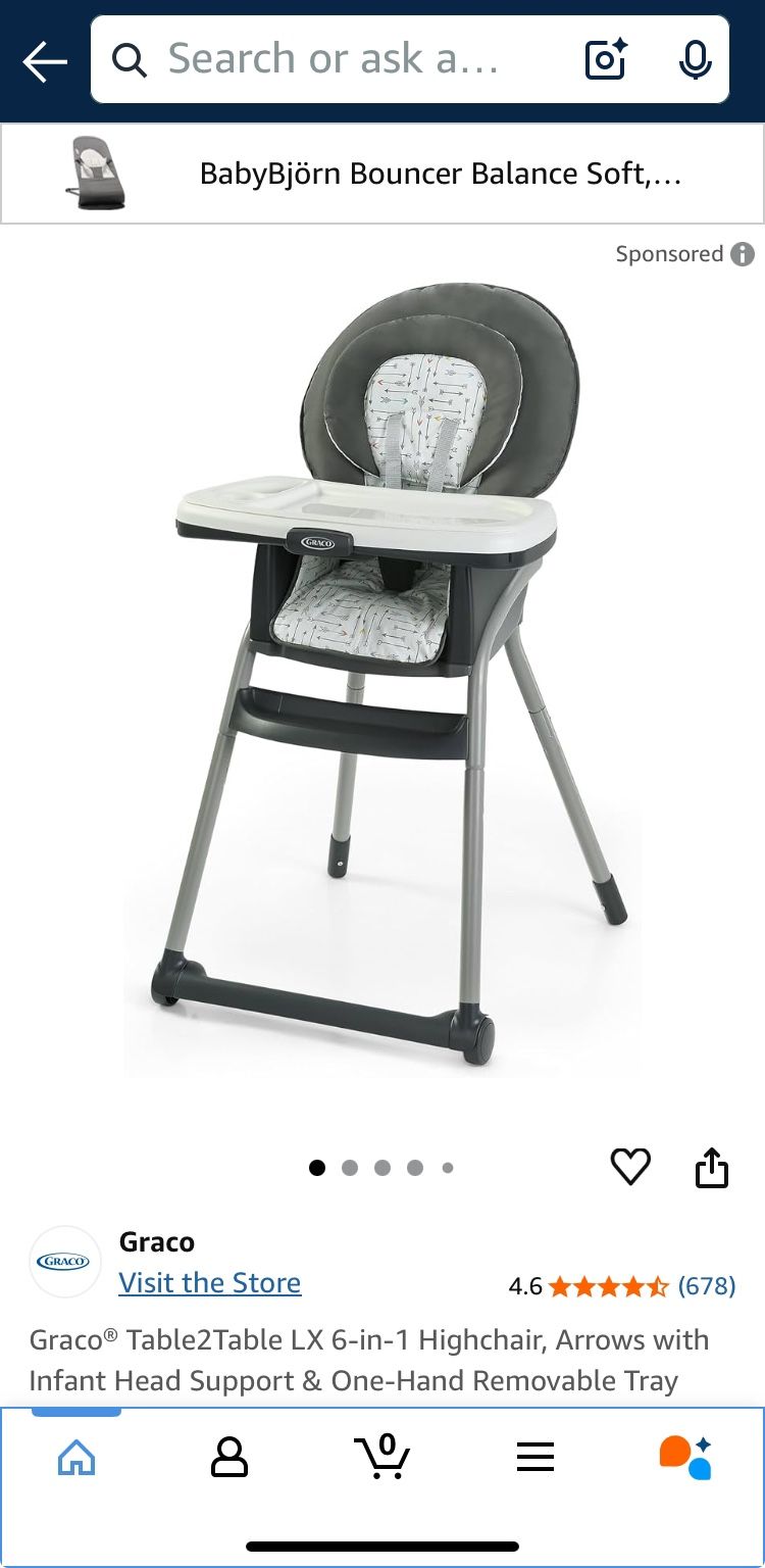 Graco® Table2Table LX 6-in-1 Highchair, Arrows with Infant Head Support & One-Hand Removable Tray
