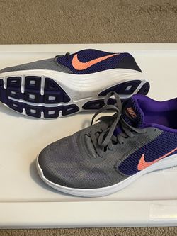 NIKE Revolution 3 Womens Gray Purple Coral Sneakers 819303-500 size 11