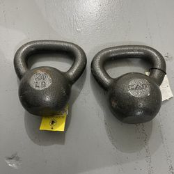 Two (2) 20LBs Cast Iron Kettlebells - CAP