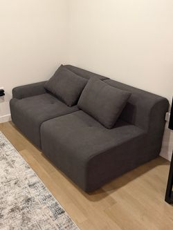 Dark Gray Fabric Loveseat Sofa