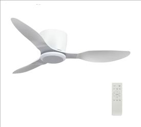 7253: New 42 Inch Ceiling Fan No Light, Flush Mount White Ceiling Fan with Remote, 6 Wind Speeds, Reversible DC Motor, Low Profile Ceiling Fans withou