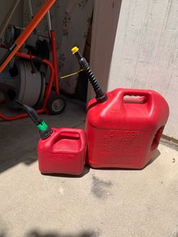 Red Plastic Gas Cans Set of 2