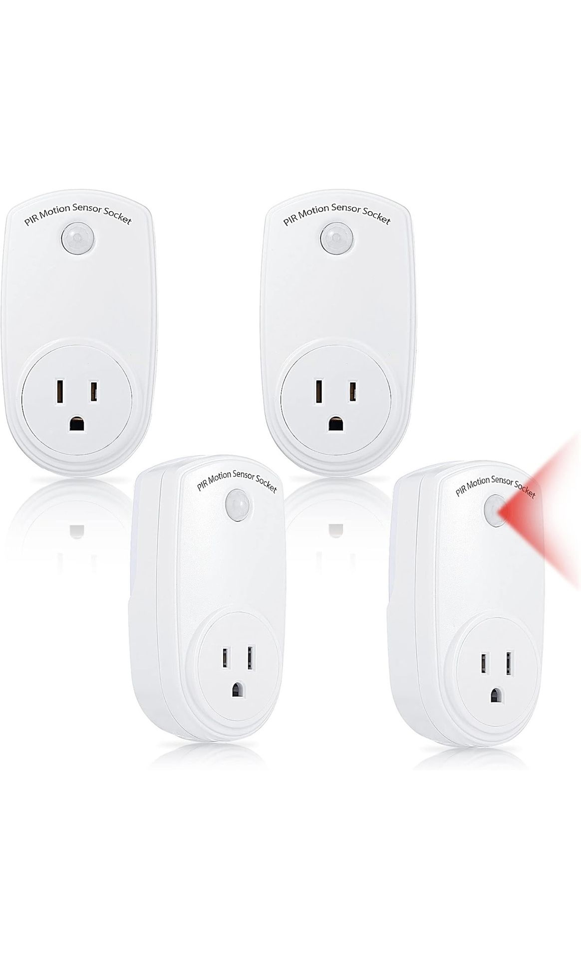4 Pieces Motion Sensor Sockets Indoor Plug in Sensor Light Control Switch 120 Degrees Motion NEW