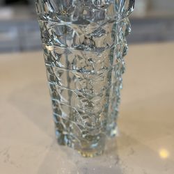 Vintage Geometric Block Glass Vase By J. Durand For Luminarc.