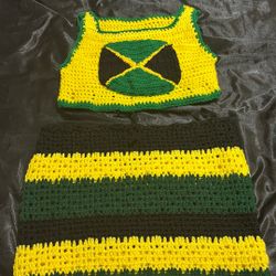 Jamaica Two Piece Crochet Handmade Outfit 