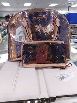 Michael Kors Rose Gold Dome Bag and Wallet Set