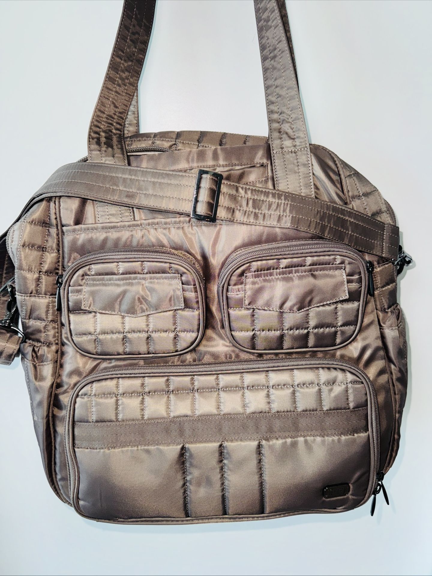 Large Lug Puddle Jumper LE Tote Bag Handbag Travel Crossbody Carryon Steel Grey Excellent preowned condition! The only noticeable area of wear is th