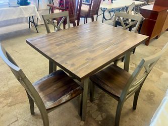 Wooden Dining Table With 4 Chairs