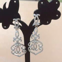Stimulate diamond silver dangle earrings