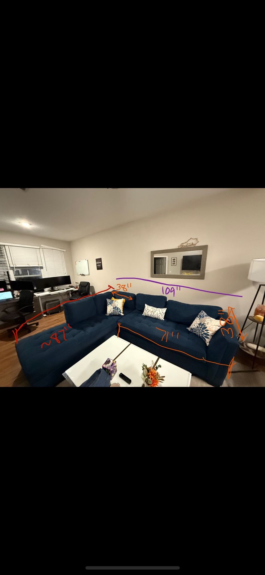 Couch + Carpet + Mirror 