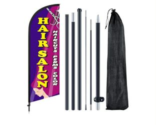 New Hair Store Feather Flag 7 ft Advertising Swooper Flag Banner Signs with Pole and Ground Stake for Store Business Outside